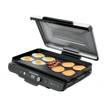 Ninja Sizzle Pro XL 8-Serving Electric Indoor Griddle & Grill, 20-Inch Plates, Edge-to-Edge Heating, GX100, Silver/Black | Walmart (US)