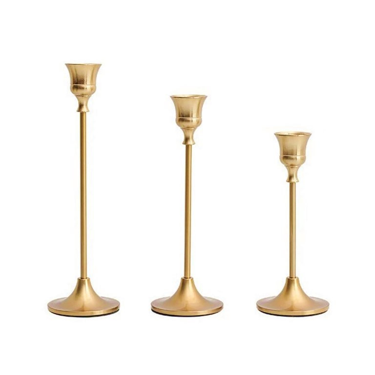 TETOU Candlestick Holders Set of 3 Taper Goblet Brass Gold Candle Holders Fireplace Party Wedding... | Walmart (US)