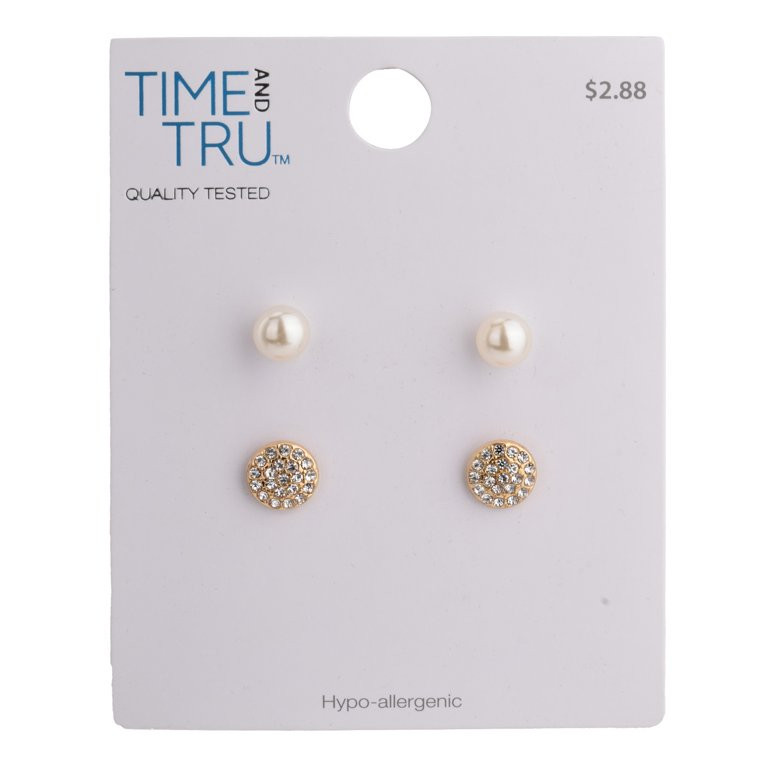 Time and Tru Ladies Duo Earrings - Walmart.com | Walmart (US)