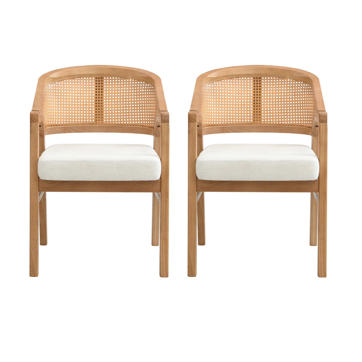 Stanley Wooden Dining Chairs with Cane Back & Upholstered Seat (Set of 2) | Wayfair North America