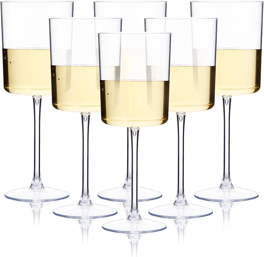 Ciaell 6 Pack Plastic - 10 Oz Plastic wine glasses with Stem - Disposable Perfect for Parties & W... | Amazon (US)