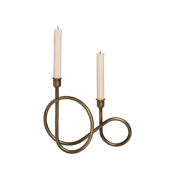 Foreside Home & Garden Brass Metal Sculpture Taper Candle Holder - 4.25x10.25x8.75 - Overstock - ... | Bed Bath & Beyond