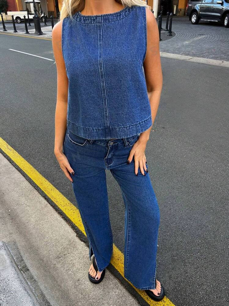 Forever 21 Women Fashion A-Line Denim Top | SHEIN