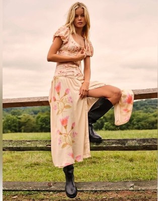 Rare Free People Easy To Love Set Green Yellow Floral Size Medium | eBay US