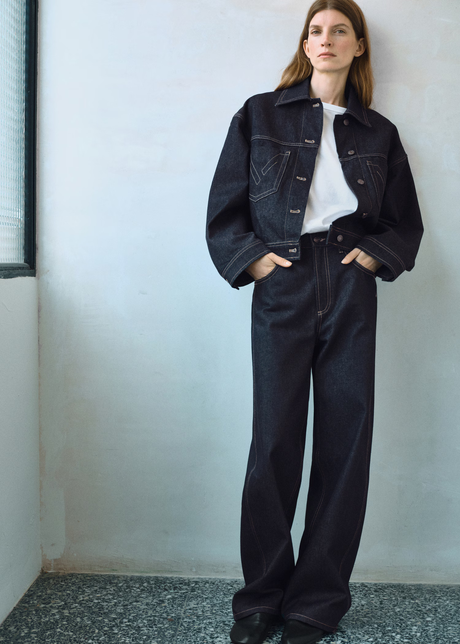 Denim jacket with decorative stitching - Women | MANGO United Kingdom | MANGO (UK)