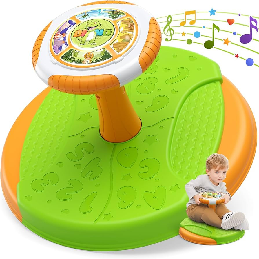 Dinosaur Sit and Spin Toys for Toddlers 1-3 3-5, 360° Toddler Spinning Seat with LED Lights and ... | Amazon (US)