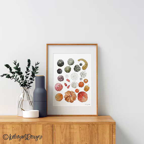 Pumpkins Gourds, Watercolor Painting, Pumpkin Print, Fall Wall Art, Fall Print, Autumn Decor, Wat... | Etsy (US)