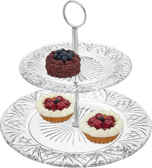 Godinger 2-Tier Platter Tray Server, Serving Stand, Cake Stand for Desserts, Appetizers & Snacks,... | Amazon (US)