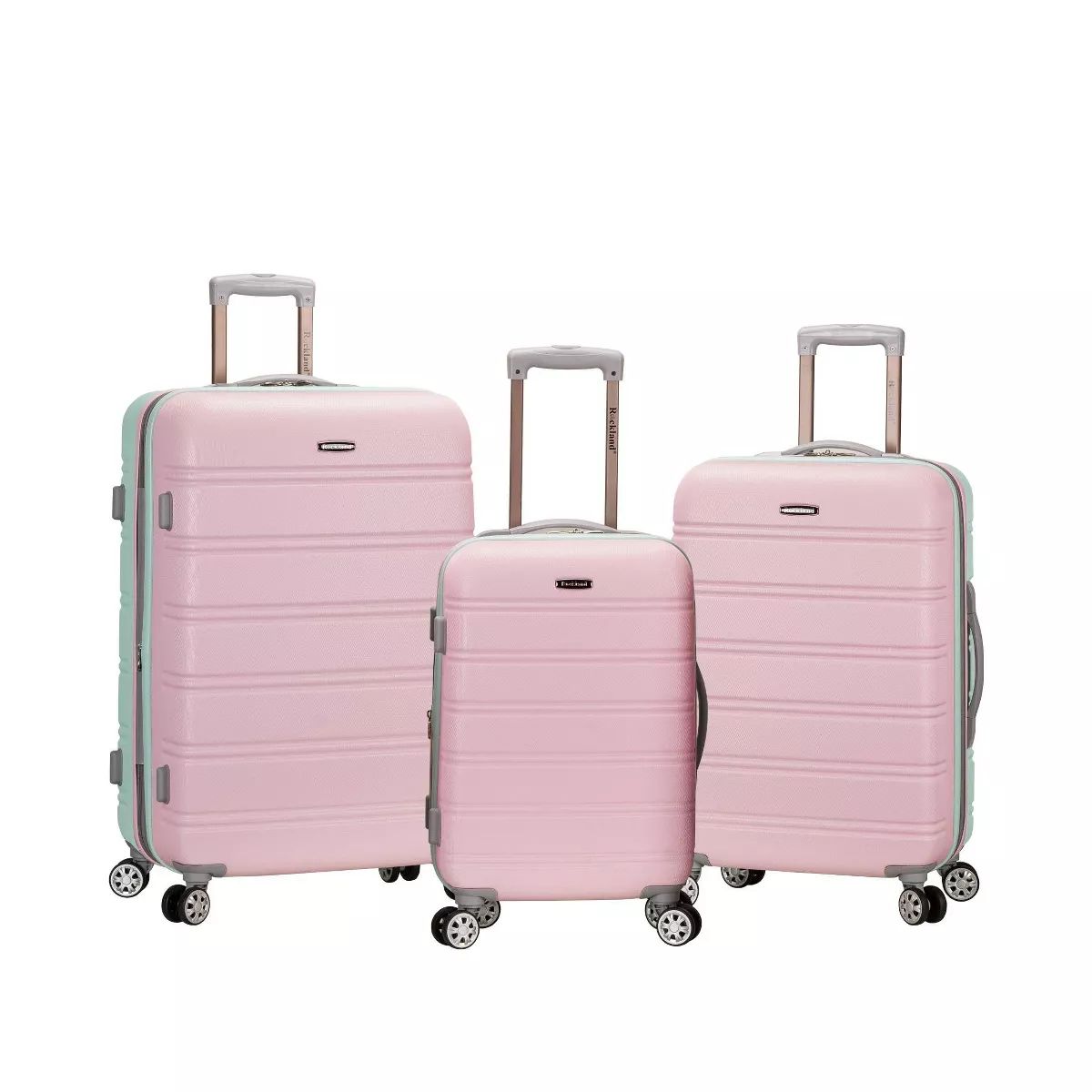 Rockland Melbourne 3pc Expandable ABS Hardside Checked Spinner Luggage Set - Pink/Mint | Target