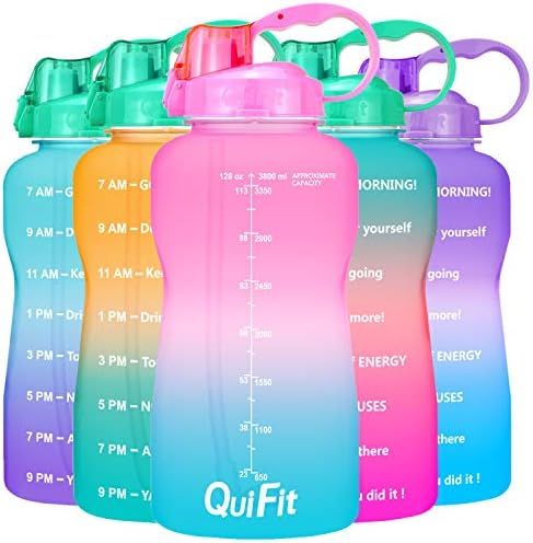 QuiFit Motivational Gallon Water Bottle - with Straw & Time Marker,BPA Free Reusable Large Leakpr... | Amazon (US)