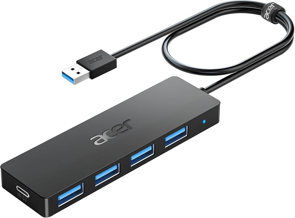 Acer USB Hub 4 Ports, Multiple USB 3.0 Hub, USB A Splitter for Laptop with USB C Power Port, USB ... | Amazon (US)