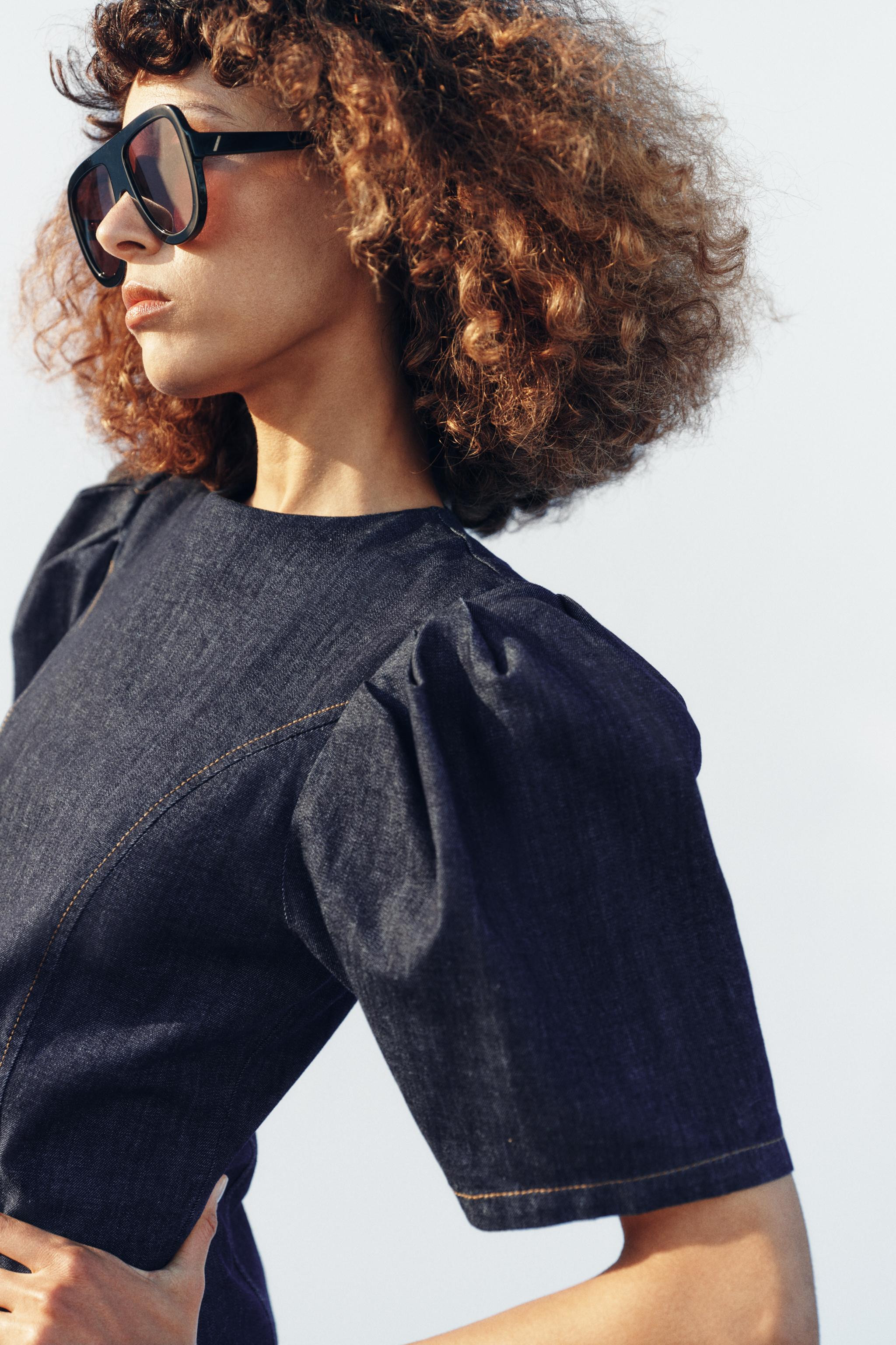 Z1975 PUFF SLEEVE MINI DENIM DRESS | Zara US