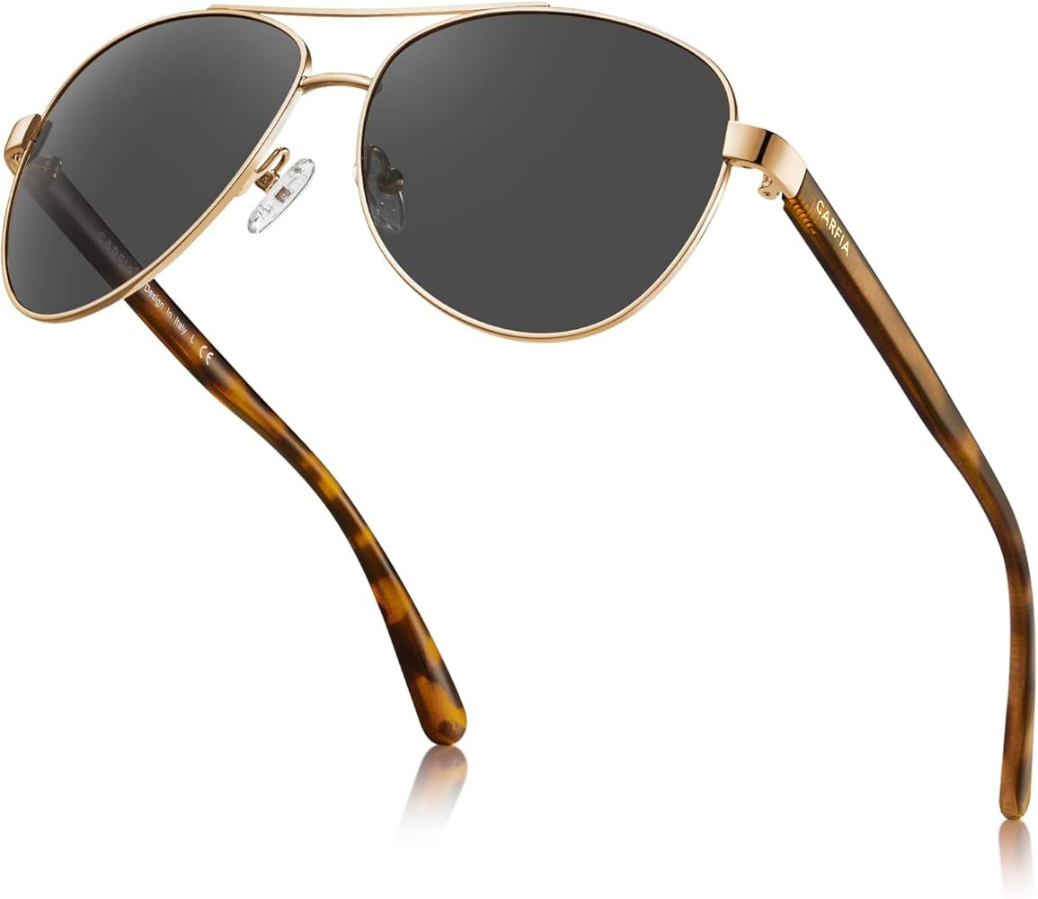 CARFIA Retro Trendy Pilot Sunglasses for Women Polarized UV Protection, Lightweight Outdoor Drivi... | Amazon (US)