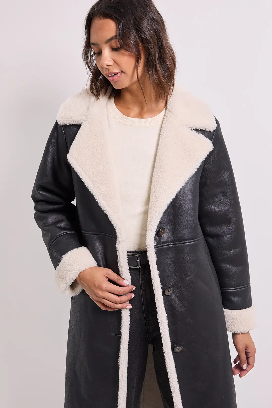 Jackets & Coats | Shearling Midi Coat | Dorothy Perkins | Dorothy Perkins (UK)