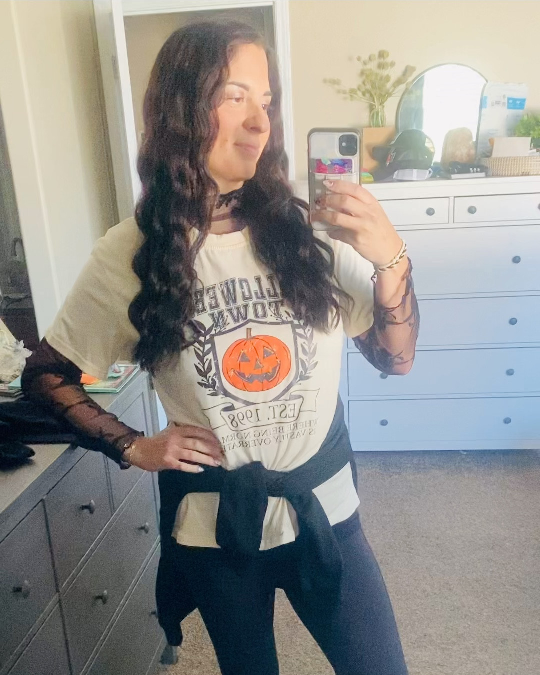 One of my favorite looks this time of year. Layer a favorite graphic tee with a lace undershirt 

#LTKHoliday #LTKHalloween #LTKSeasonal