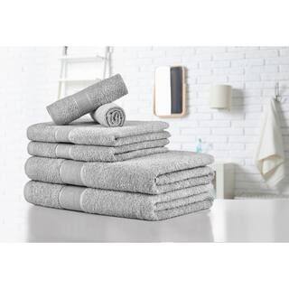6-Piece Light Grey Lilac Carded 100% Cotton Towel Set : 2 bath :2 hand :2 Washcloth | The Home Depot
