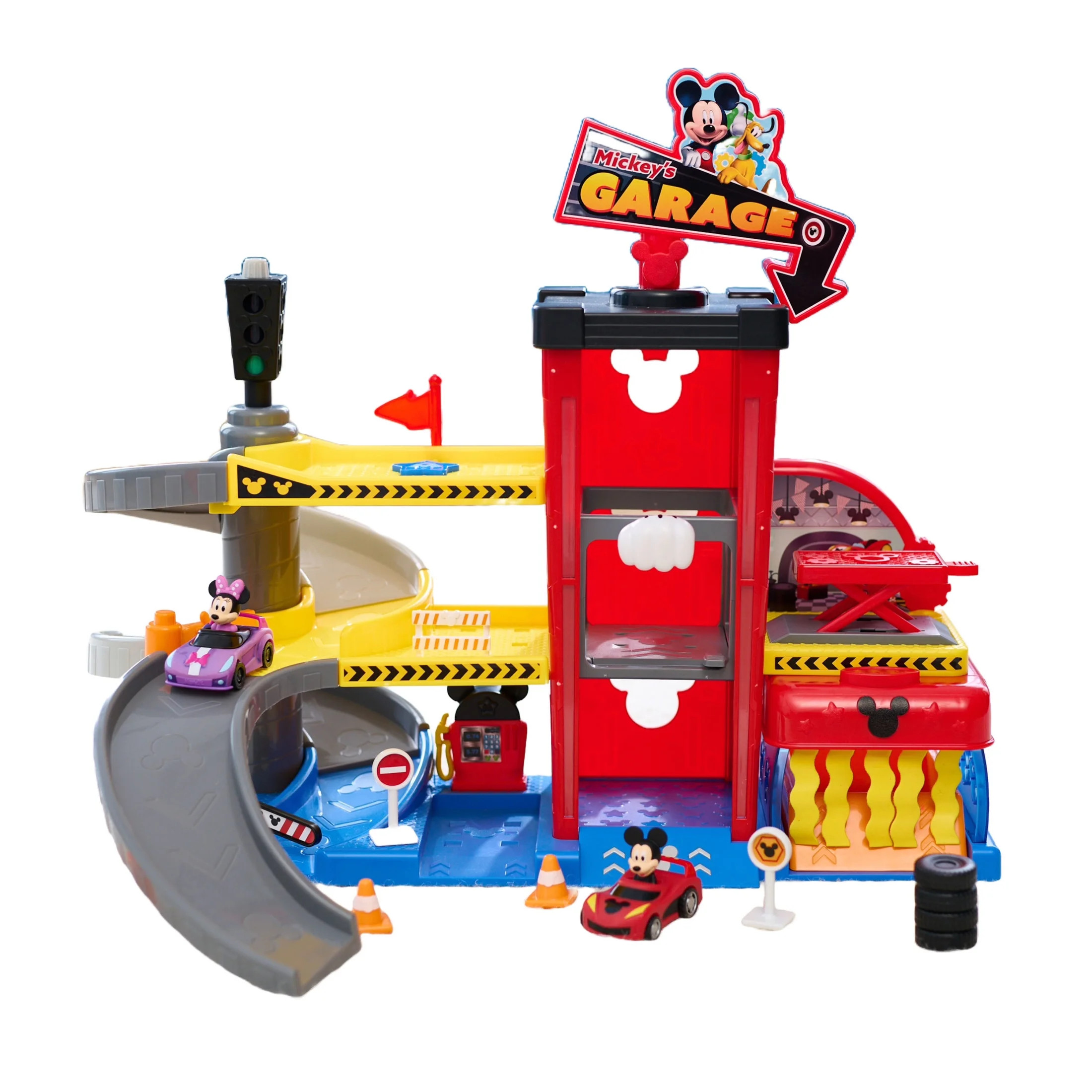Disney Junior Mickey Mouse Ready to Race Garage, Lights and Sounds, 18-piece Vehicle Playset Baby... | Walmart (US)