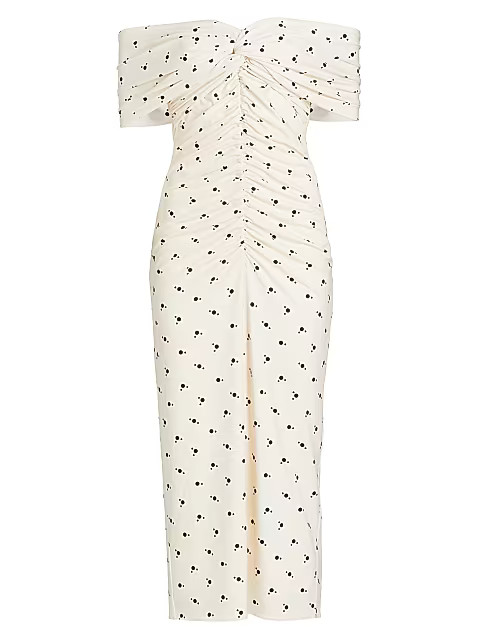 Off-The-Shoulder Dot Midi-Dress | Saks Fifth Avenue