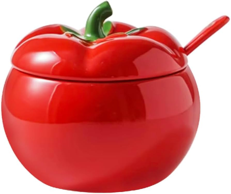 123Arts Sugar Bowl Tomato Ceramic Spice Jar Storage Jar with Spoon | Amazon (US)