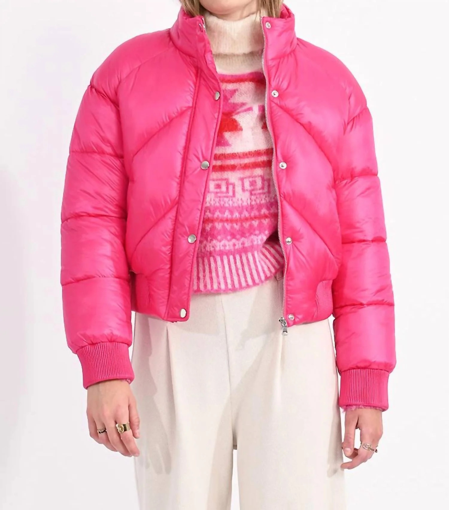 Puffer Jacket In Fuchsia Pink | Shop Simon