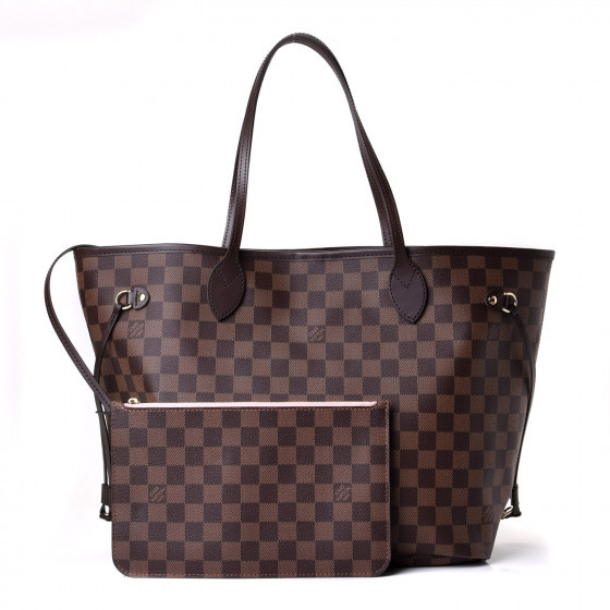 LOUIS VUITTON Damier Ebene Neverfull MM Rose Ballerine | Fashionphile