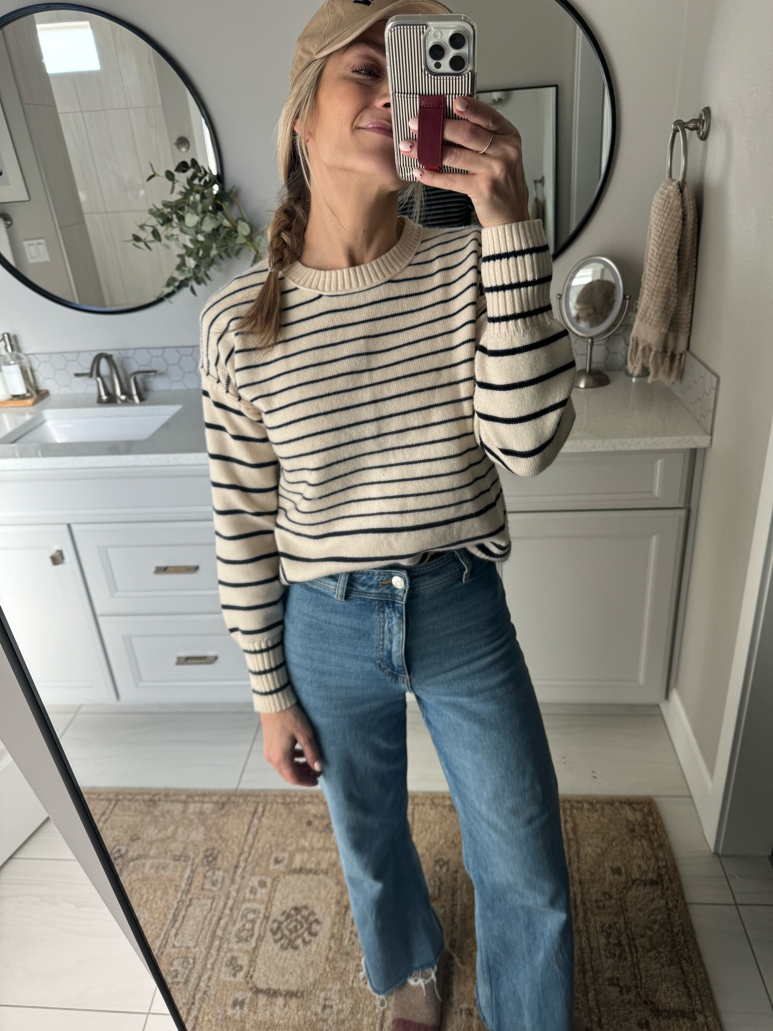 Loving these Mango jeans I got last year. The raw hem is so cute. My sweater is older but linking a similar one and my cute go-to hat as well!

#LTKsalealert #LTKstyletip #LTKfindsunder100
