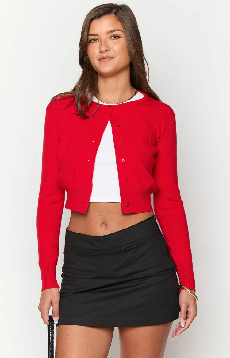 Mason Red Cardigan | Beginning Boutique (US)