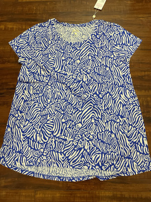NWT - LILLY  PULITZER ETTA SCOOP NECK BLUE ZEE BEBE SZ L | eBay US