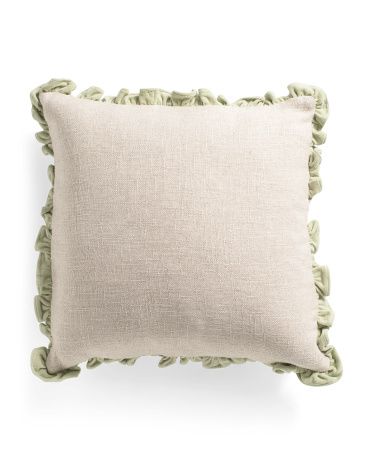 20x20 Linen Blend Velvet Frill Pillow | TJ Maxx