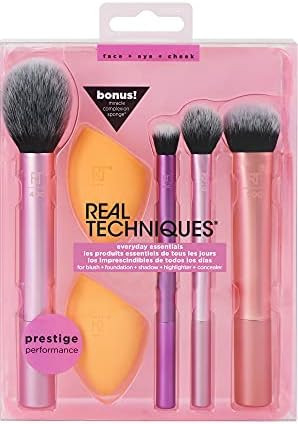 Real Techniques Makeup Brush Set with 2 Sponge Blenders for Eyeshadow, Foundation, Blush, and Con... | Amazon (US)