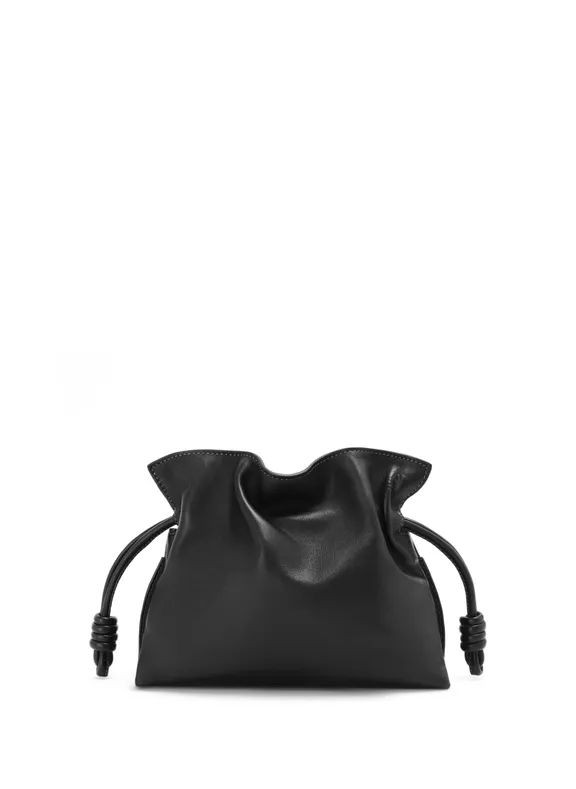 Flamenco mini leather clutch bag - Black | Printemps UK