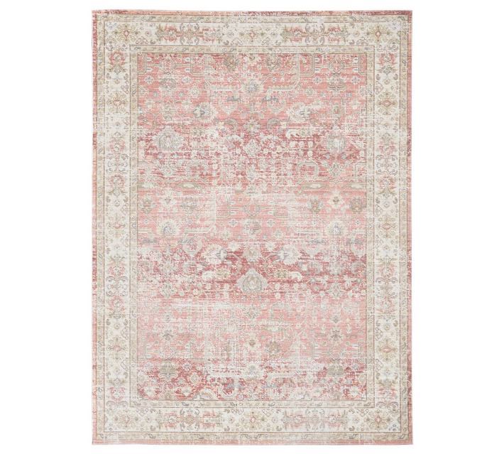 Kenya Persian-Style Handwoven Synthetic Rug - Pink Multi | Pottery Barn (US)