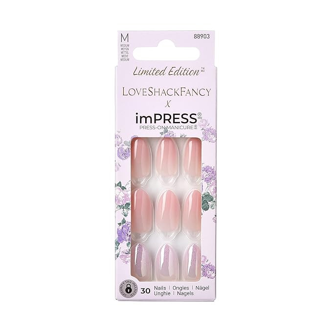 KISS LoveShackFancy x imPRESS Press-On Manicure Limited Edition, Style "Blushing Lavender" Medium... | Amazon (US)