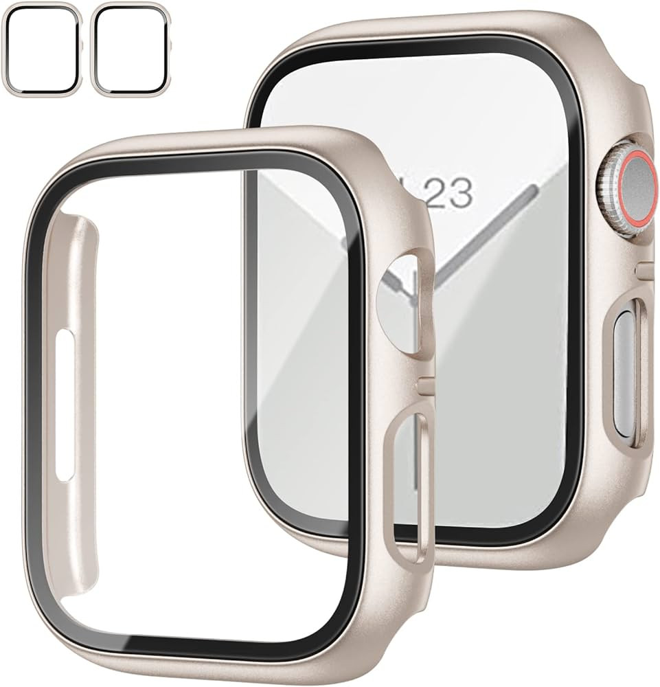 JZK 2 Pack Case with Tempered Glass Screen Protector for Apple Watch Series 9/8/7 41mm, Slim Guar... | Amazon (US)