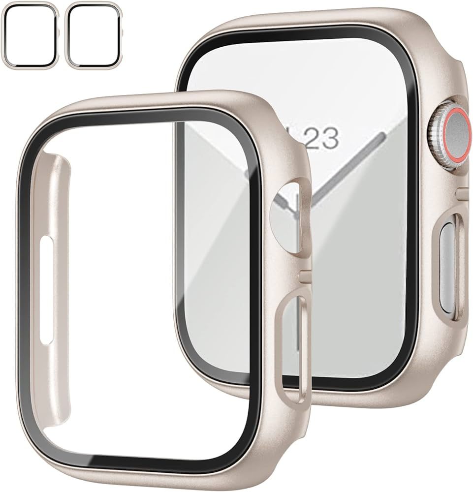 2 Pack Case with Tempered Glass Screen Protector for Apple Watch Series 8 Series 7 41mm,JZK Slim ... | Amazon (US)