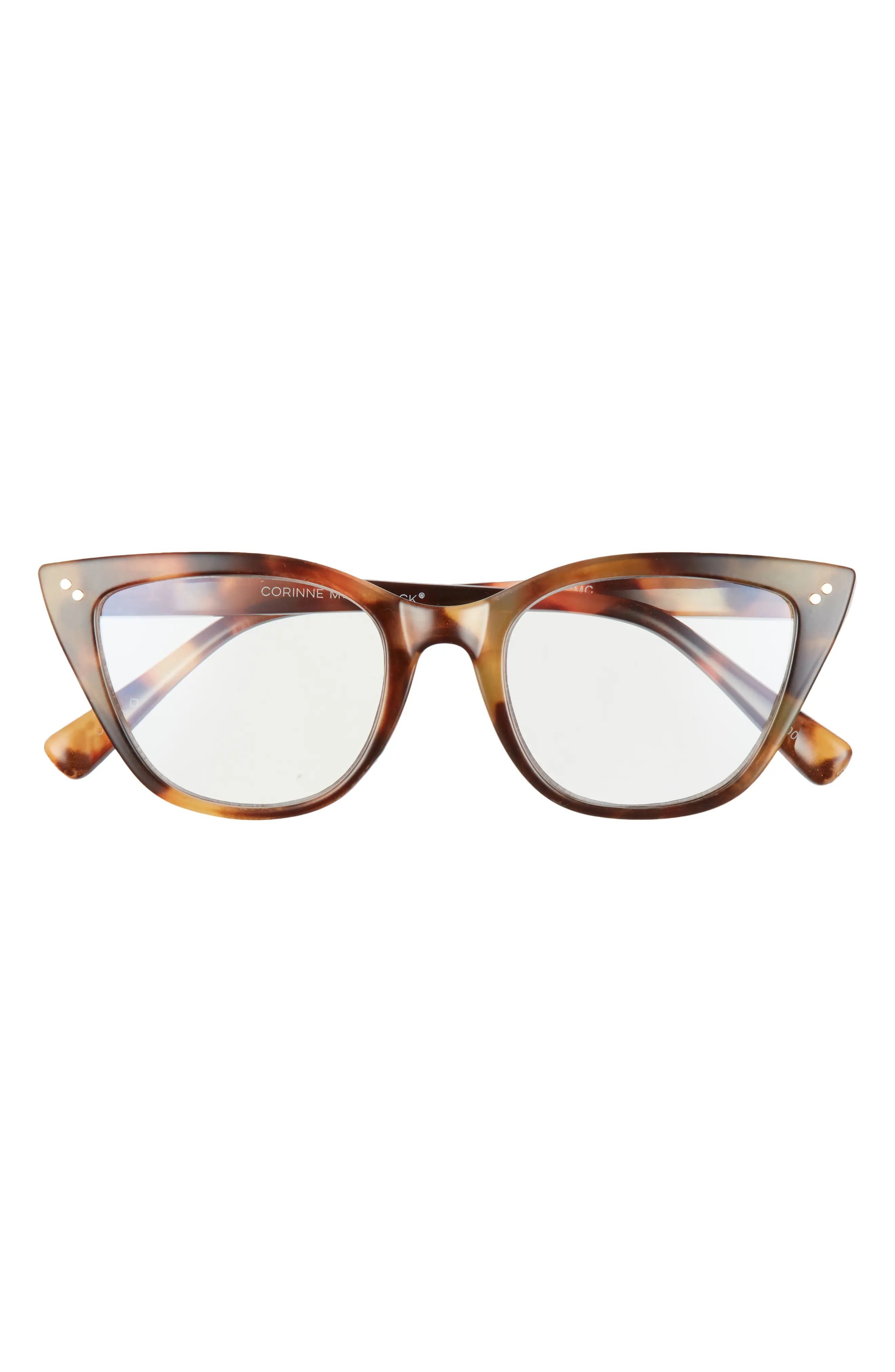 Corinne McCormack Siggy 50mm Blue Light Blocking Reading Glasses in Shell/Clear at Nordstrom, Size + | Nordstrom