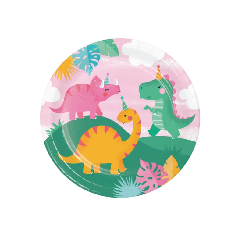 Girl Dinosaur Plates Pink Dinosaur Decor Girl Dinosaur Birthday Party Decor Pink RAWR I'm Four Bi... | Etsy (US)