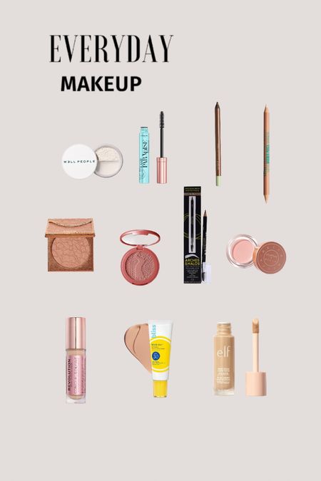Everyday Makeup 

#tartemakeup
#nyxwonderpencil
#blissblockstar
#smashboxbecca
#wellpeoplecosmetics
#pixieyeliner
#elfhaloglowfoundation

#LTKover40 #LTKfindsunder50 #LTKbeauty
