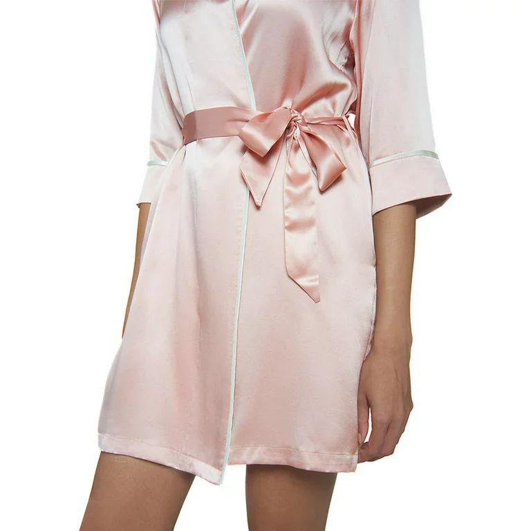 MYK 100% Mulberry Silk Luxury Kimono Robe, Dressing Gown for Women, Short Length Pink | Walmart (US)