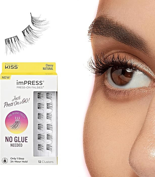 KISS imPRESS Falsies Press On Self Adhesive Eyelashes, 10mm-12mm Natural Volume Press On Lashes, ... | Amazon (US)