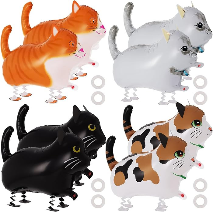 8 Pcs Walking Cat Balloons,Cat Balloons,Walking Animal Foil Mylar Balloon,Farm Birthday Decoratio... | Amazon (US)
