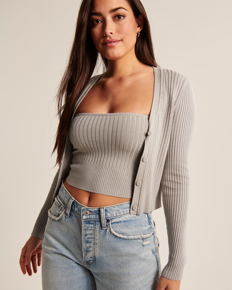 Elevated Knit Tube Top and Cardigan Set | Abercrombie & Fitch (US)