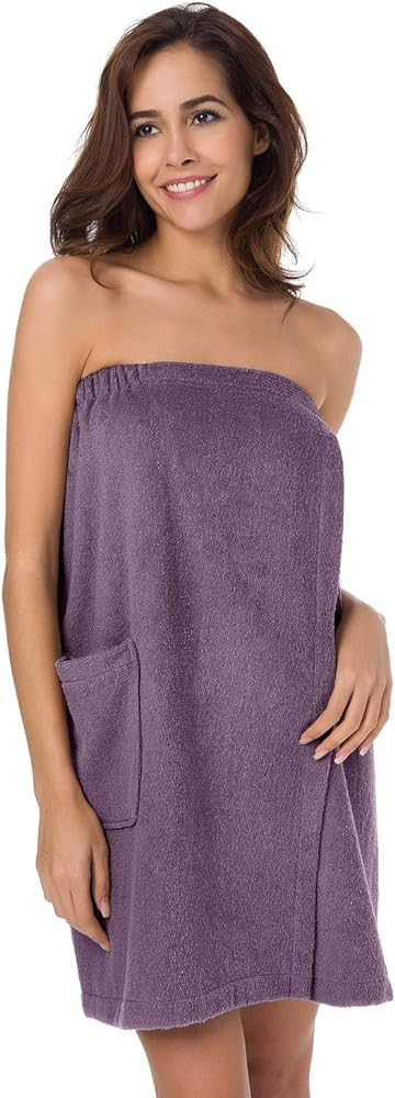 SIORO Women's Towel Wrap Bathrobe, Terry Cloth Cotton Towels Robe with Velcro | Amazon (US)