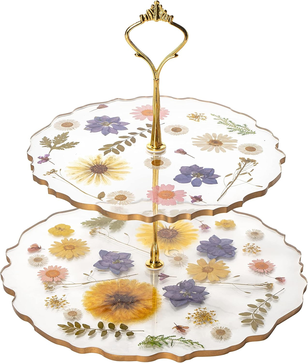 Floral Cupcake & Cake Dessert Stand, Resin Flower Tower - 2 Tier Stand Tray - Large Pretty Botani... | Amazon (US)
