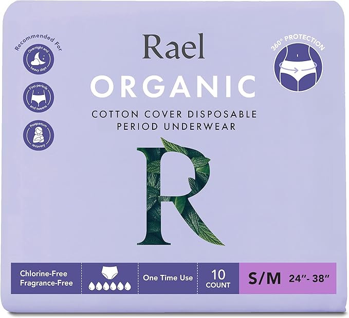 Rael Organic Cover Overnight Underwear - Panty Style, Unscented, Wearable Period Underwear Pads, ... | Amazon (US)