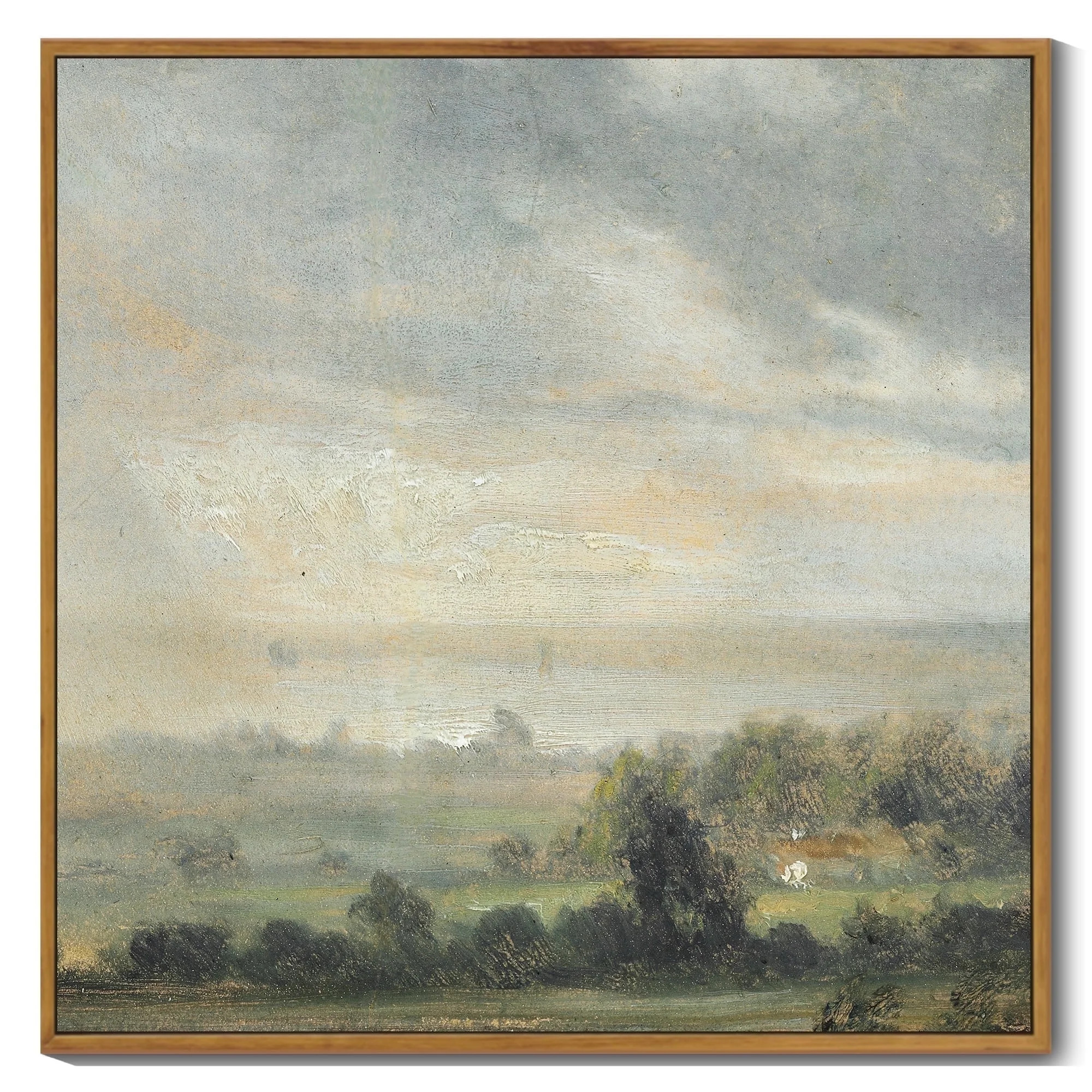 Drsoum Vintage Landscape Canvas Wall Art 16x16in Natural Framed Retro Rustic Village Prints Moder... | Walmart (US)