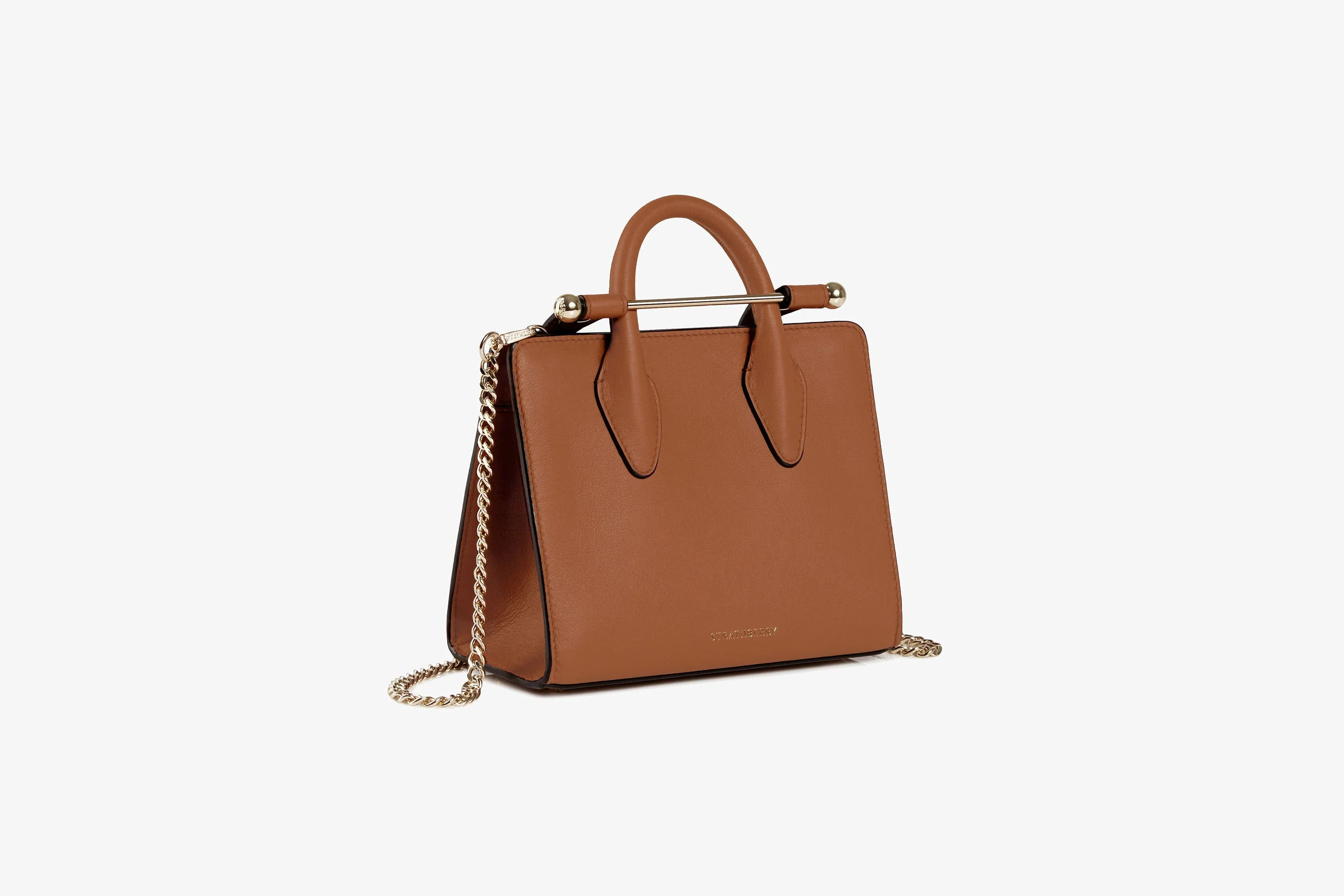 The Strathberry Nano Tote - Top Handle Leather Mini Tote Bag - Tan | Strathberry