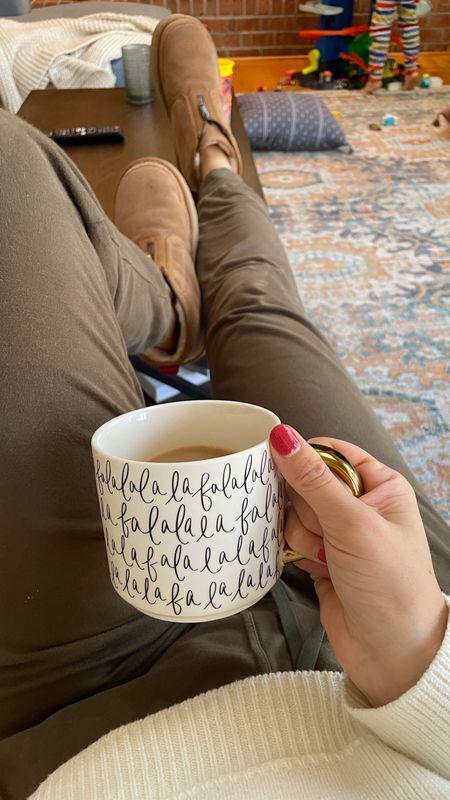 Fa la la la la la holiday mug

More of my favorite Christmas mugs linked up too

Wearing my favorite amazon joggers in olive green and platform Uggs from last year (similar available)

Holiday gift idea for the coffee lover

#LTKSeasonal #LTKhome #LTKHoliday