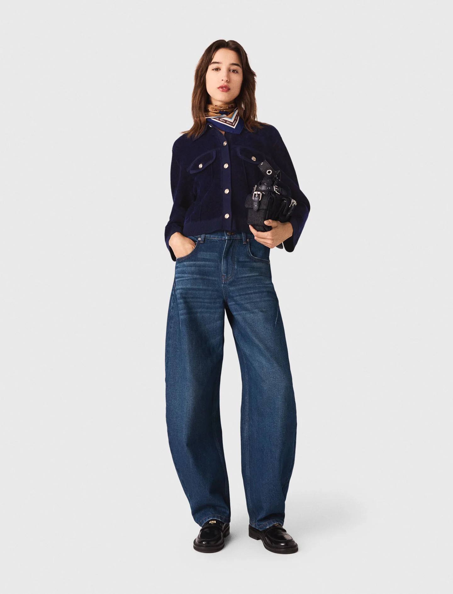 Cropped velvet jacket Blue for Women | Maje | Maje US