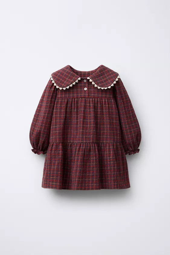 PLAID DRESS WITH HEART LACE TRIM | Zara US